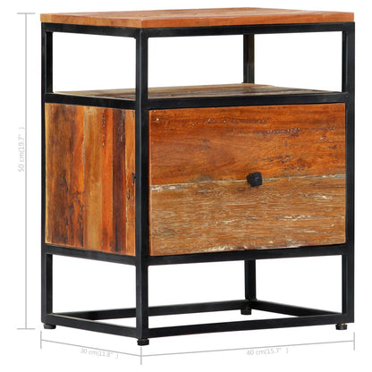 Bedside Cabinet 40x30x50 cm Solid Reclaimed Wood and Steel - OLBRIT