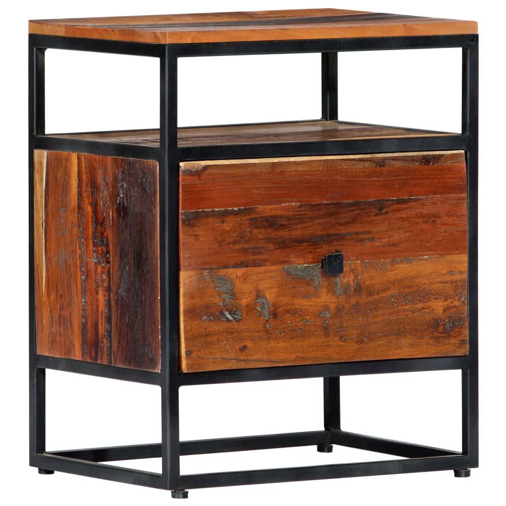 Bedside Cabinet 40x30x50 cm Solid Reclaimed Wood and Steel - OLBRIT