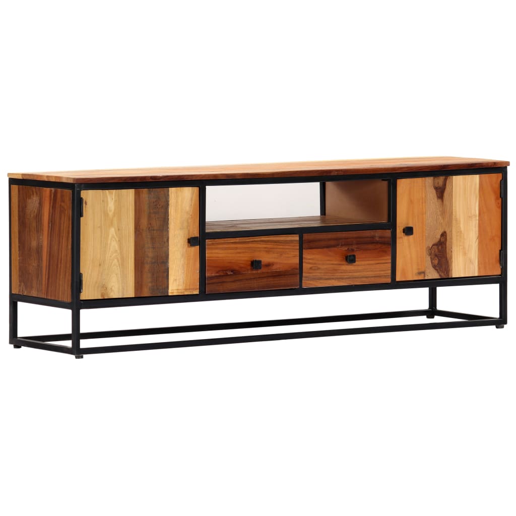 TV Cabinet 120x30x40 cm Solid Reclaimed Wood and Steel - OLBRIT