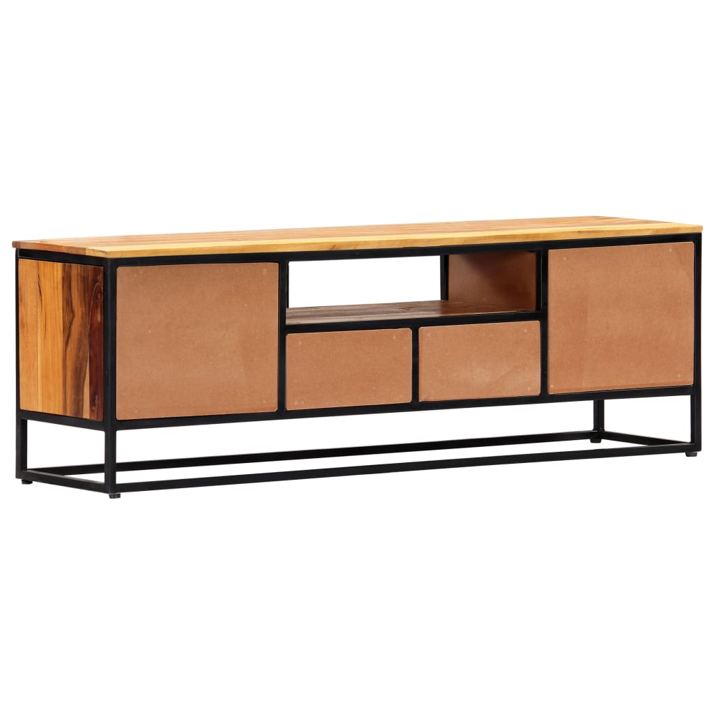TV Cabinet 120x30x40 cm Solid Reclaimed Wood and Steel - OLBRIT