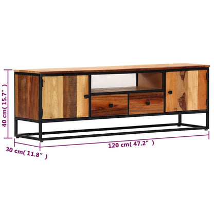 TV Cabinet 120x30x40 cm Solid Reclaimed Wood and Steel - OLBRIT
