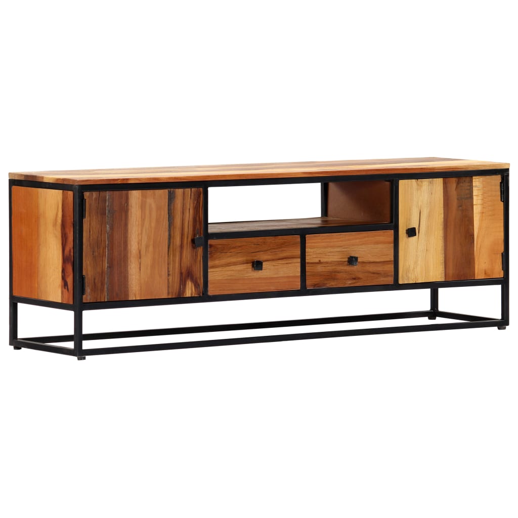TV Cabinet 120x30x40 cm Solid Reclaimed Wood and Steel - OLBRIT