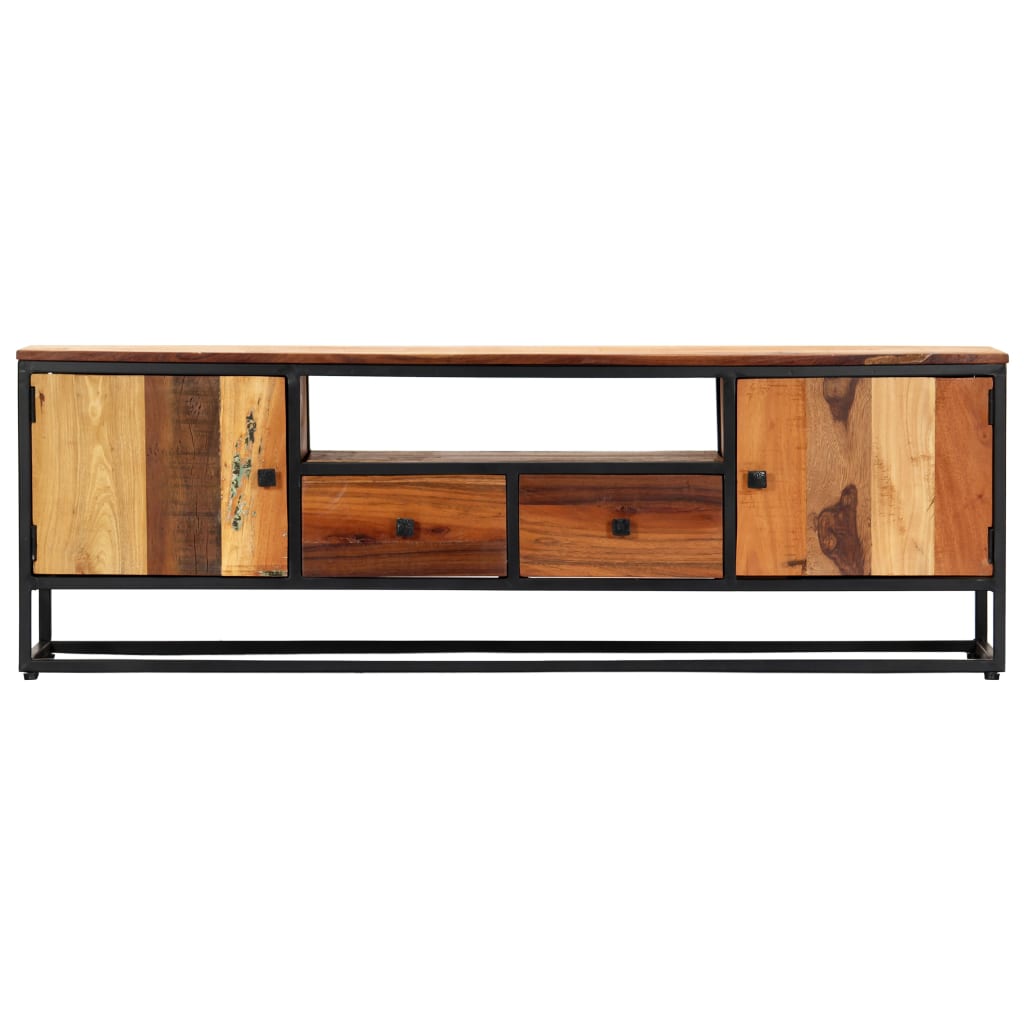 TV Cabinet 120x30x40 cm Solid Reclaimed Wood and Steel - OLBRIT