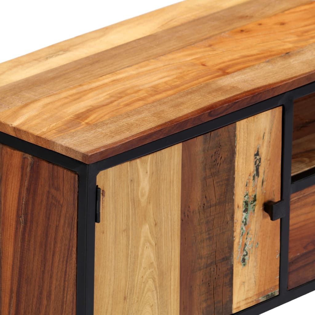 TV Cabinet 120x30x40 cm Solid Reclaimed Wood and Steel - OLBRIT
