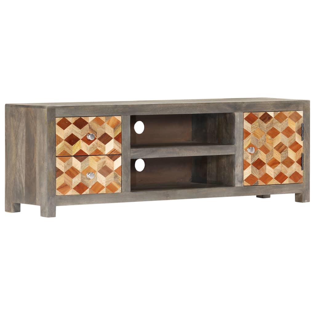 TV Cabinet Grey 120x30x40 cm Solid Mango Wood - OLBRIT