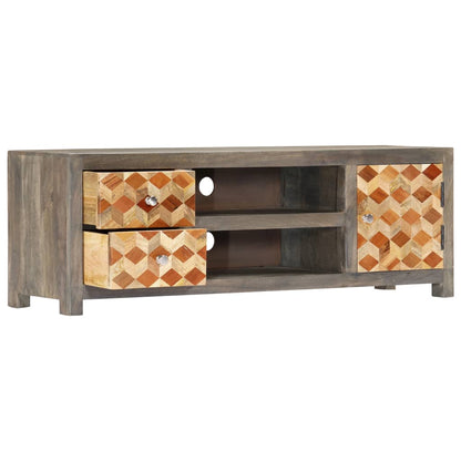 TV Cabinet Grey 120x30x40 cm Solid Mango Wood - OLBRIT