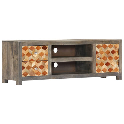 TV Cabinet Grey 120x30x40 cm Solid Mango Wood - OLBRIT