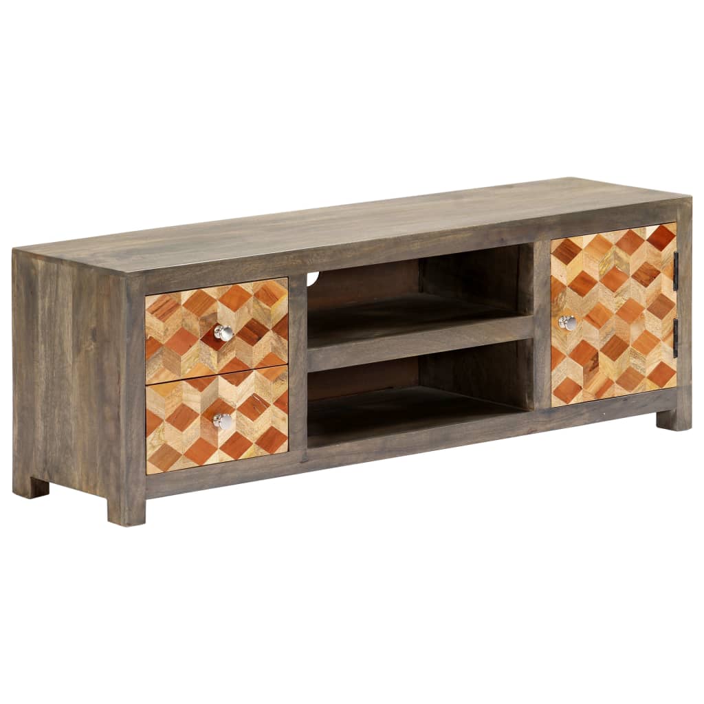 TV Cabinet Grey 120x30x40 cm Solid Mango Wood - OLBRIT