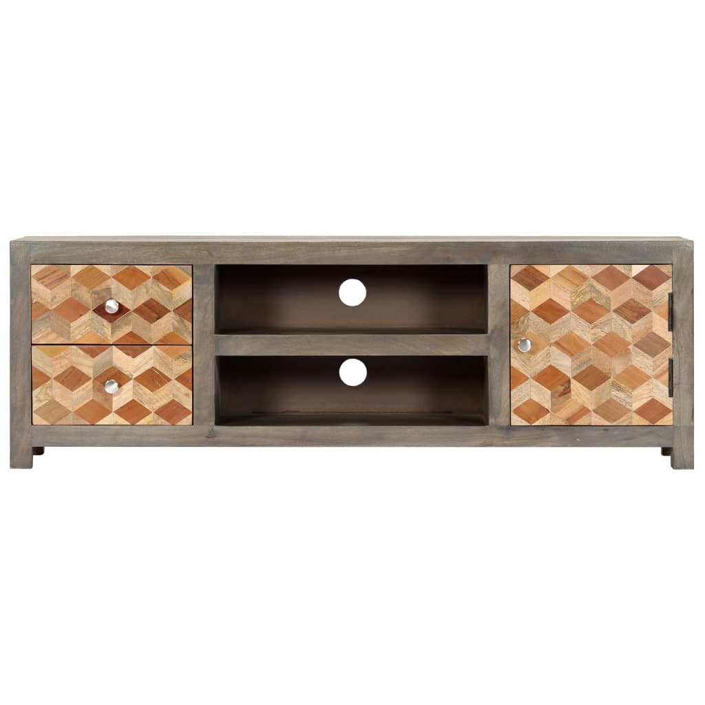 TV Cabinet Grey 120x30x40 cm Solid Mango Wood - OLBRIT
