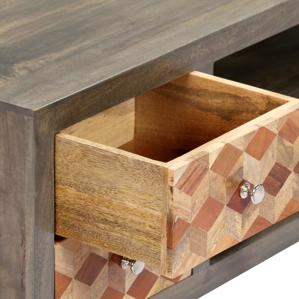 TV Cabinet Grey 120x30x40 cm Solid Mango Wood - OLBRIT