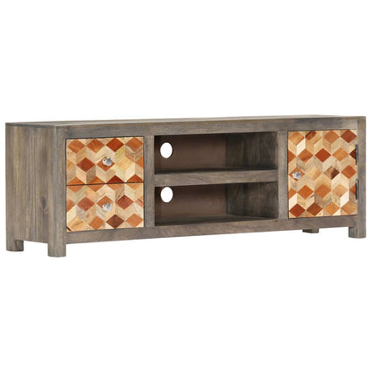 TV Cabinet Grey 120x30x40 cm Solid Mango Wood - OLBRIT