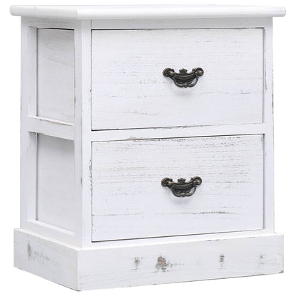 Bedside Cabinet White 38x28x45 cm Paulownia Wood - OLBRIT