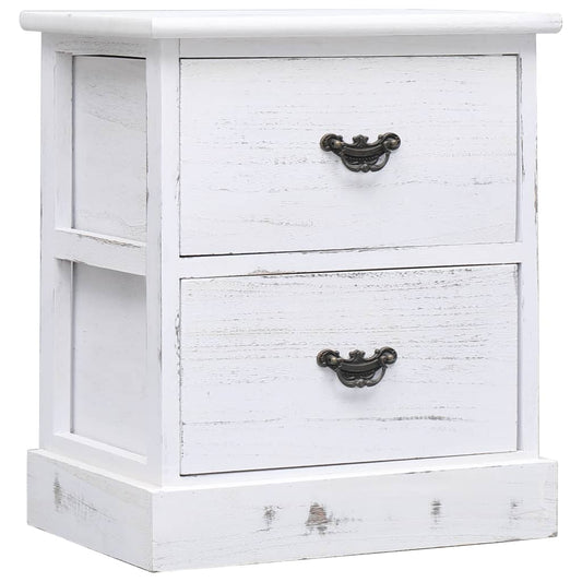 Bedside Cabinet White 38x28x45 cm Paulownia Wood - OLBRIT