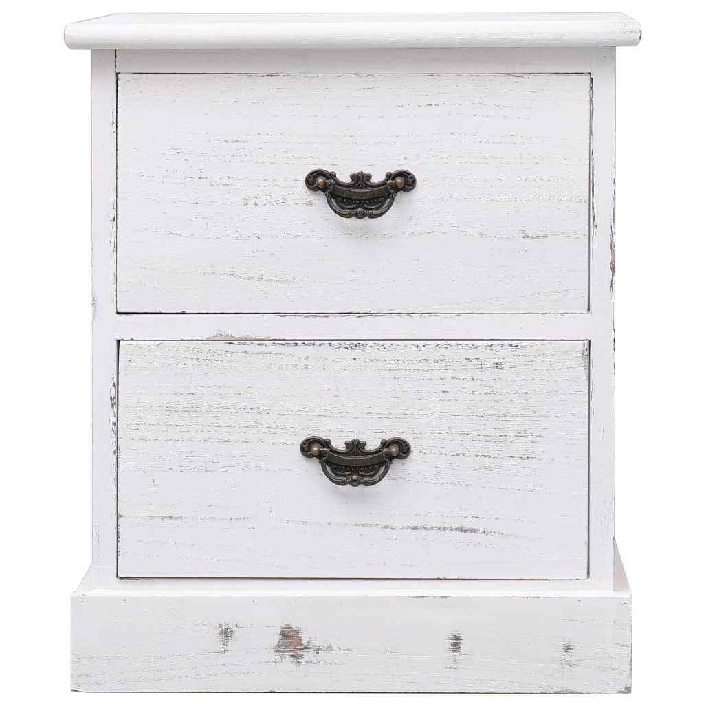 Bedside Cabinet White 38x28x45 cm Paulownia Wood - OLBRIT