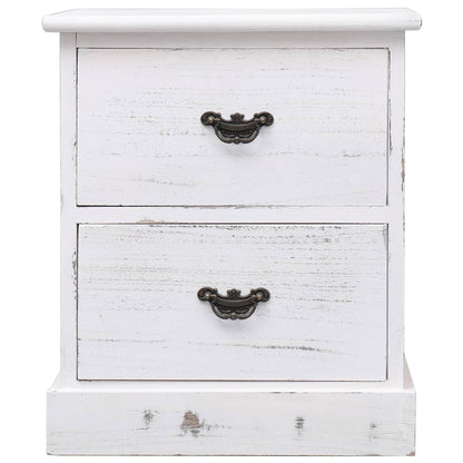 Bedside Cabinet White 38x28x45 cm Paulownia Wood - OLBRIT