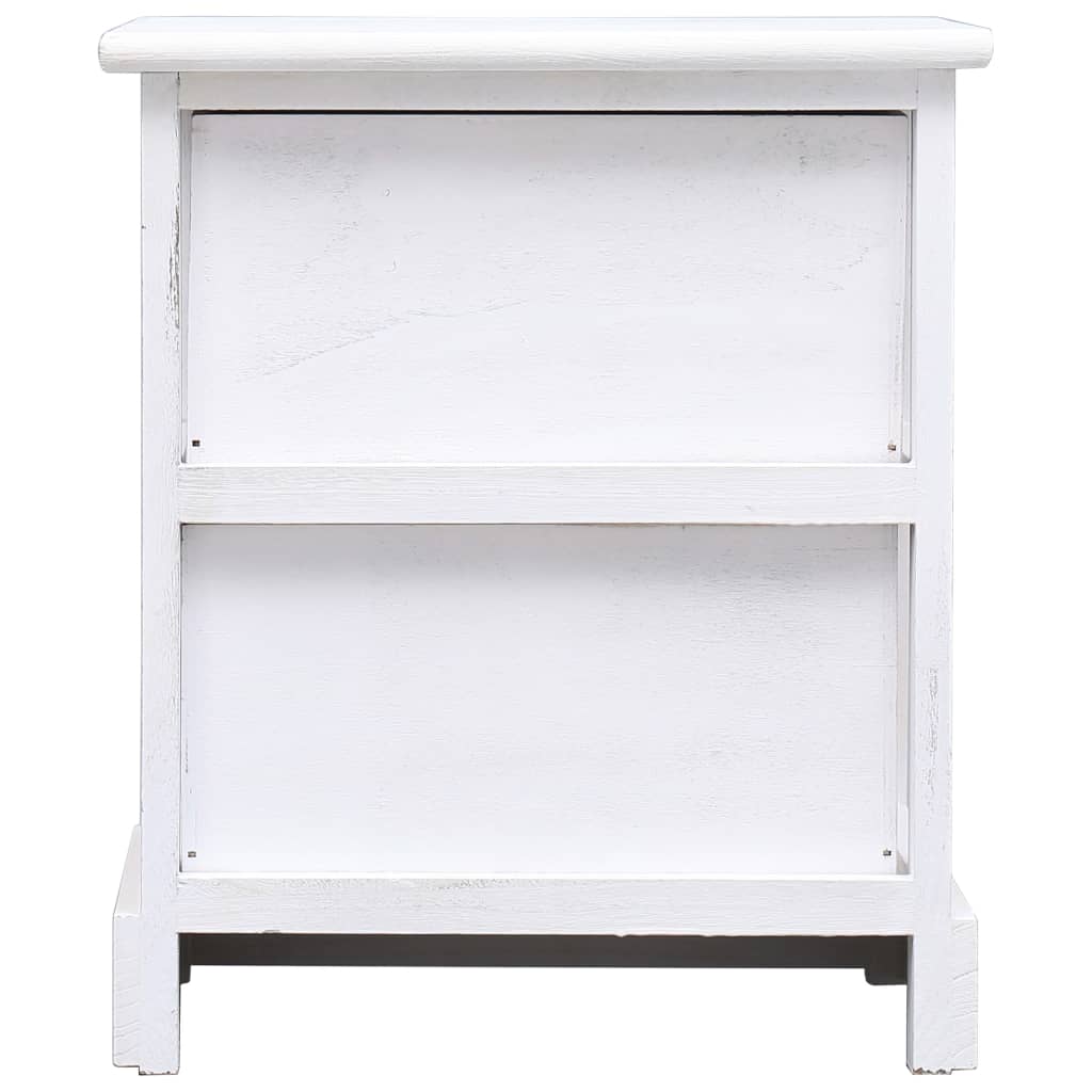 Bedside Cabinet White 38x28x45 cm Paulownia Wood - OLBRIT