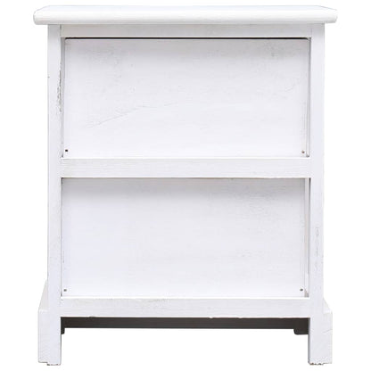 Bedside Cabinet White 38x28x45 cm Paulownia Wood - OLBRIT
