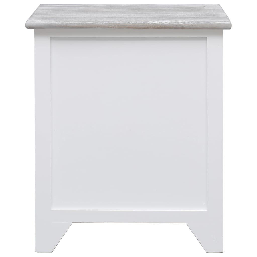 Bedside Cabinet White 38x28x45 cm Paulownia Wood - OLBRIT