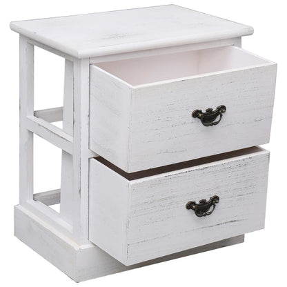 Bedside Cabinet White 38x28x45 cm Paulownia Wood - OLBRIT