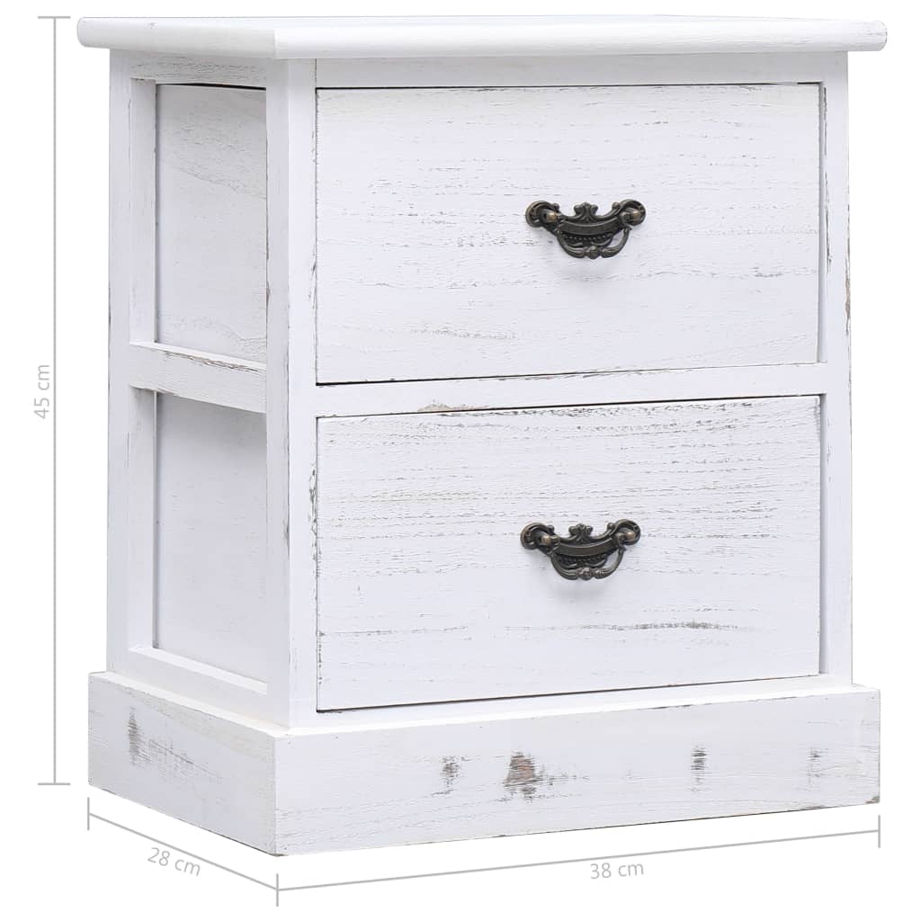 Bedside Cabinet White 38x28x45 cm Paulownia Wood - OLBRIT