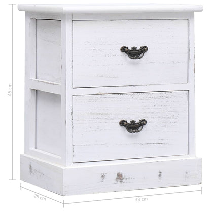 Bedside Cabinet White 38x28x45 cm Paulownia Wood - OLBRIT