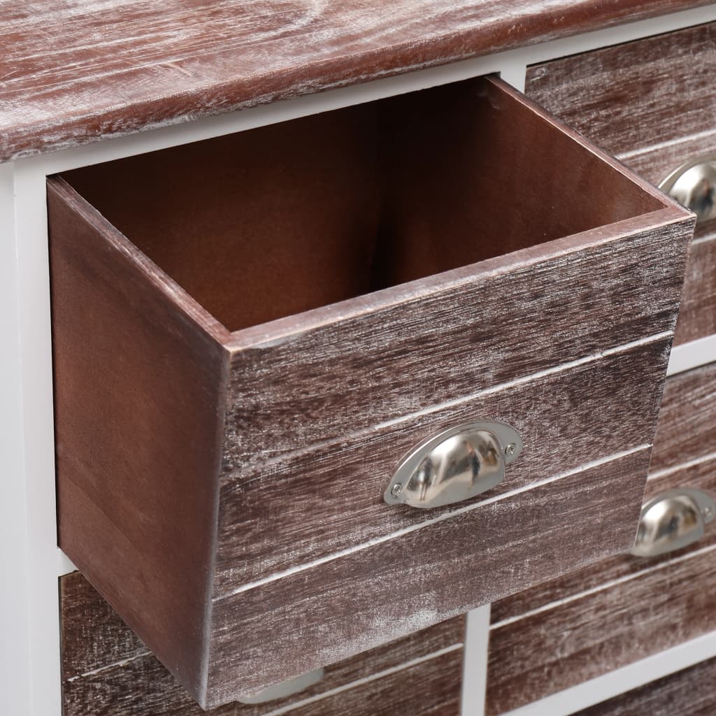 Side Cabinet with 6 Drawers Brown 60x30x75 cm Paulownia Wood - OLBRIT