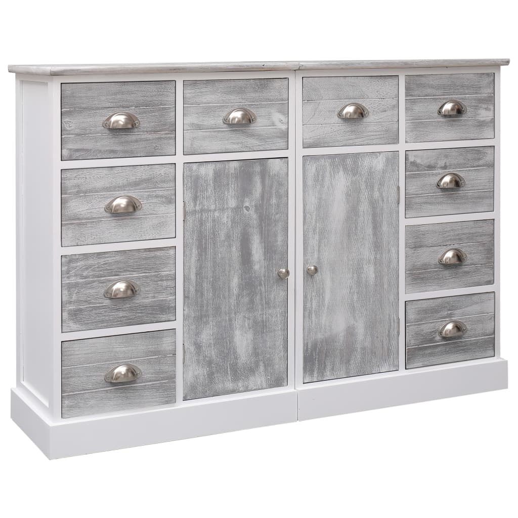 Sideboard with 10 Drawers Grey 113x30x79 cm Wood - OLBRIT