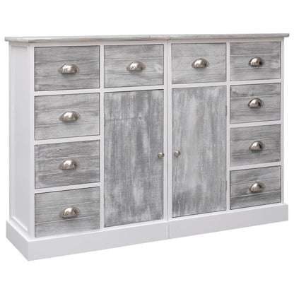 Sideboard with 10 Drawers Grey 113x30x79 cm Wood - OLBRIT