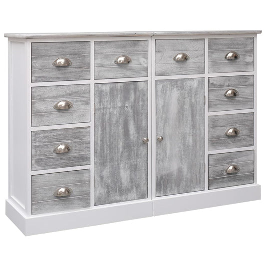 Sideboard with 10 Drawers Grey 113x30x79 cm Wood - OLBRIT