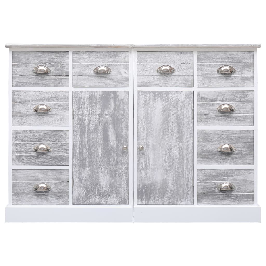 Sideboard with 10 Drawers Grey 113x30x79 cm Wood - OLBRIT