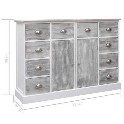 Sideboard with 10 Drawers Grey 113x30x79 cm Wood - OLBRIT