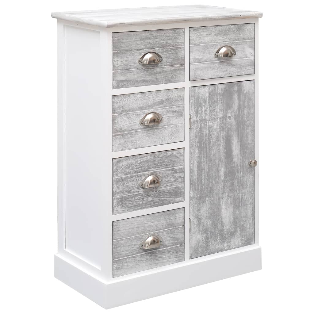 Sideboard with 10 Drawers Grey 113x30x79 cm Wood - OLBRIT