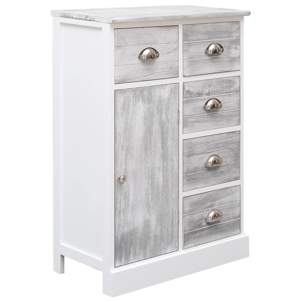 Sideboard with 10 Drawers Grey 113x30x79 cm Wood - OLBRIT