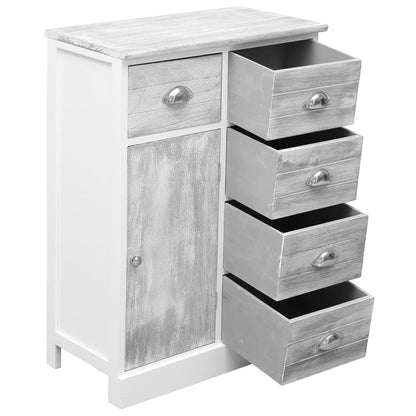 Sideboard with 10 Drawers Grey 113x30x79 cm Wood - OLBRIT