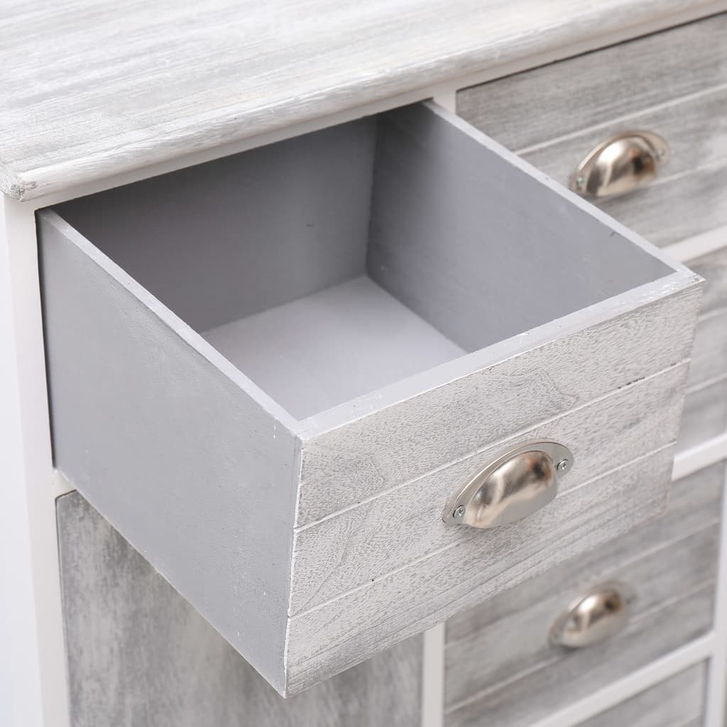 Sideboard with 10 Drawers Grey 113x30x79 cm Wood - OLBRIT