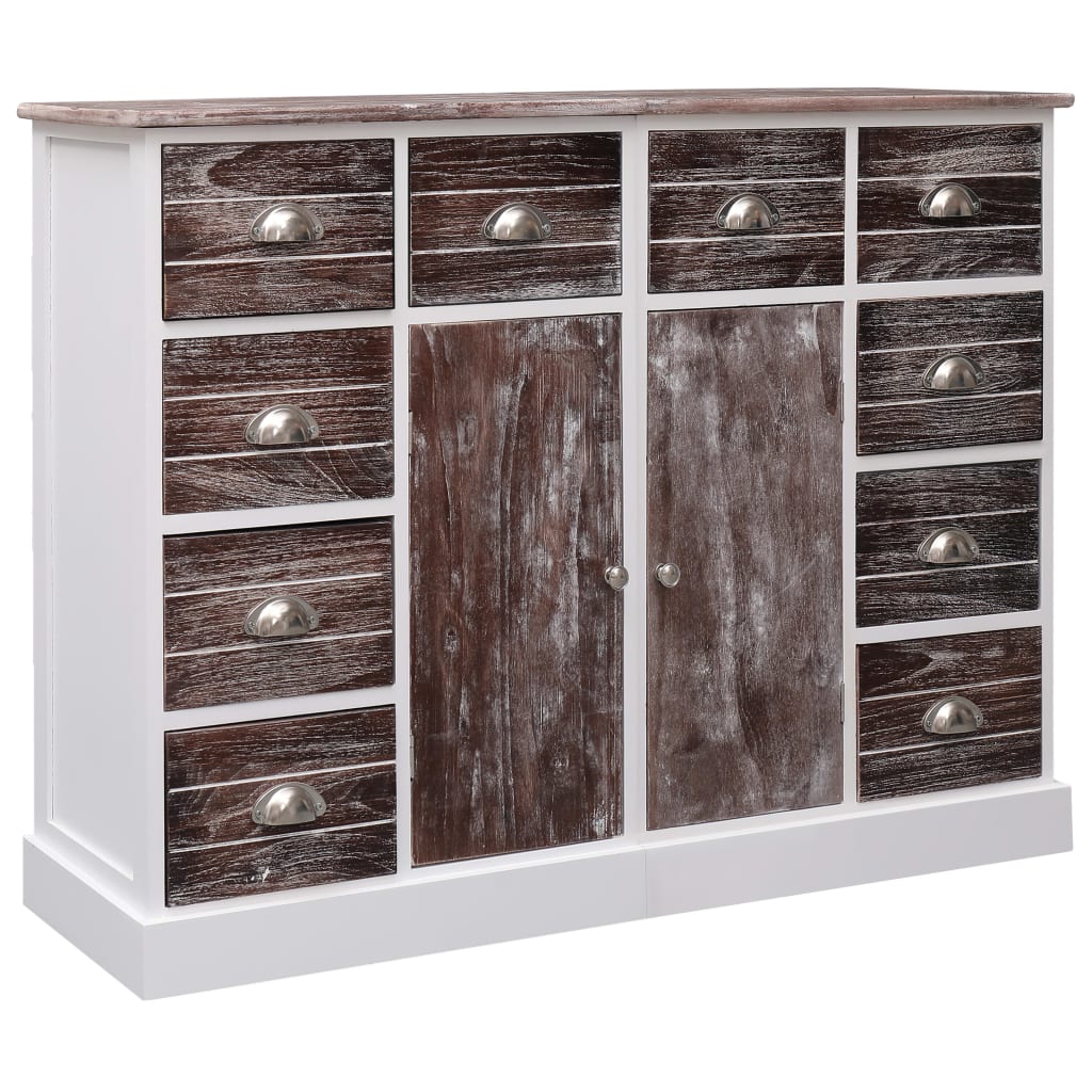 Sideboard with 10 Drawers Brown 113x30x79 cm Wood - OLBRIT