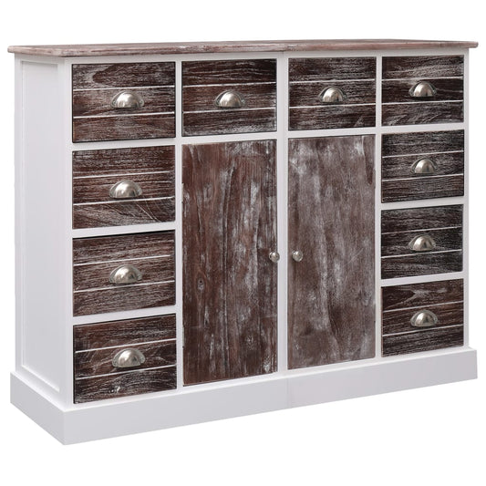 Sideboard with 10 Drawers Brown 113x30x79 cm Wood - OLBRIT