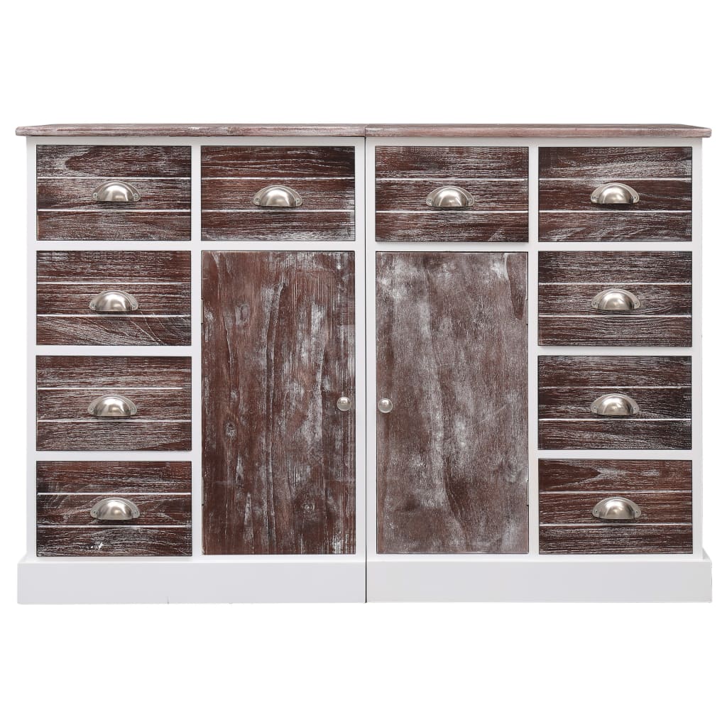 Sideboard with 10 Drawers Brown 113x30x79 cm Wood - OLBRIT