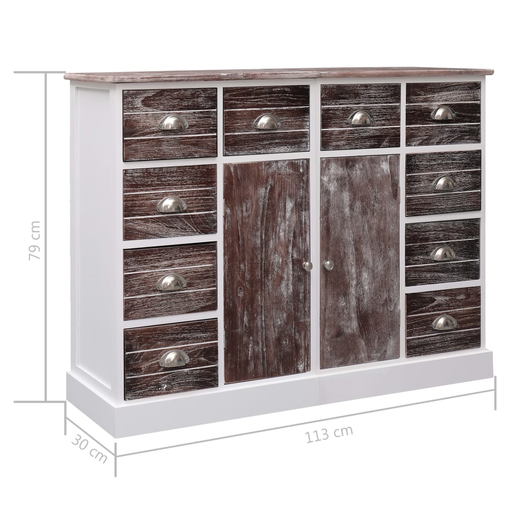 Sideboard with 10 Drawers Brown 113x30x79 cm Wood - OLBRIT
