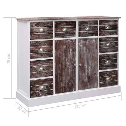 Sideboard with 10 Drawers Brown 113x30x79 cm Wood - OLBRIT
