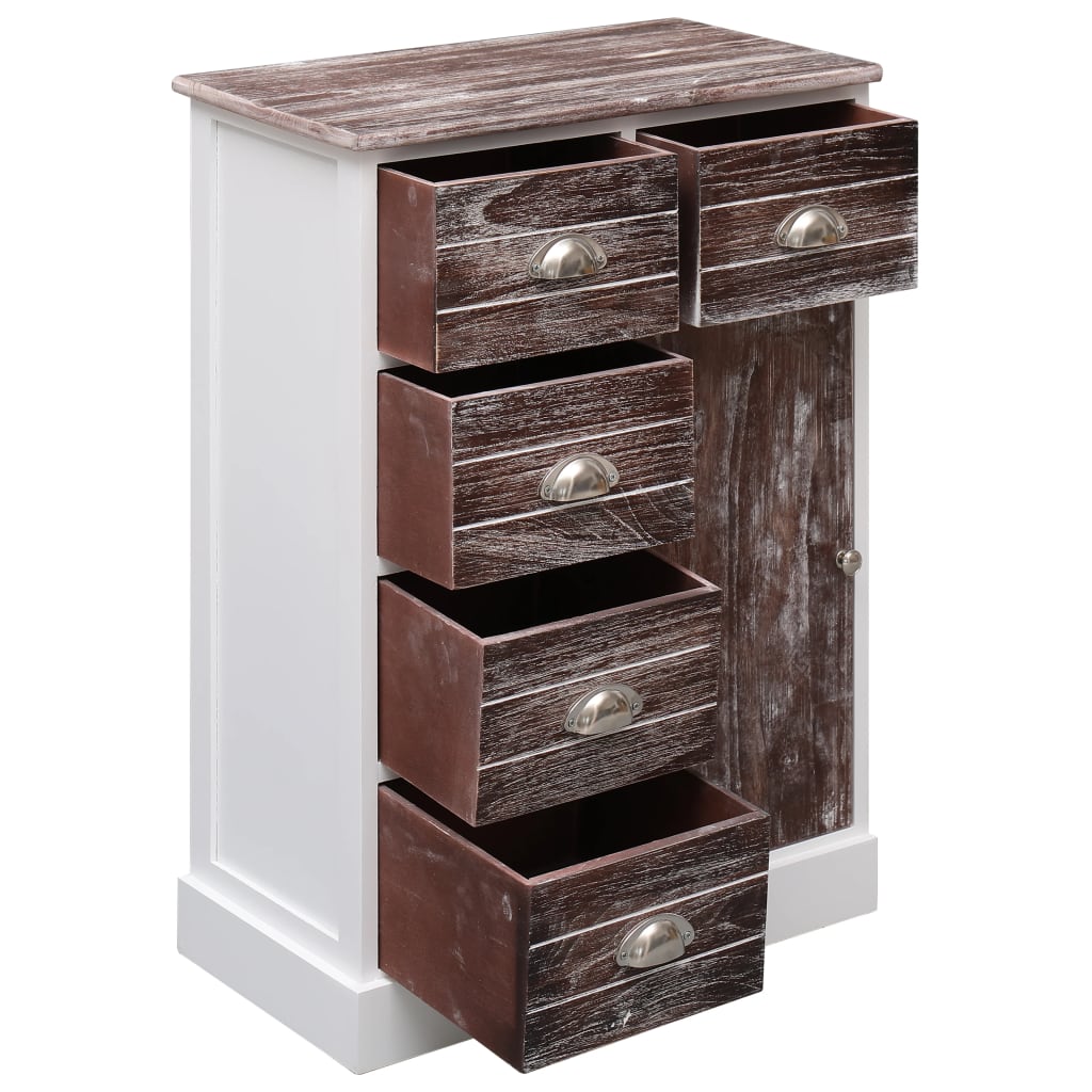 Sideboard with 10 Drawers Brown 113x30x79 cm Wood - OLBRIT