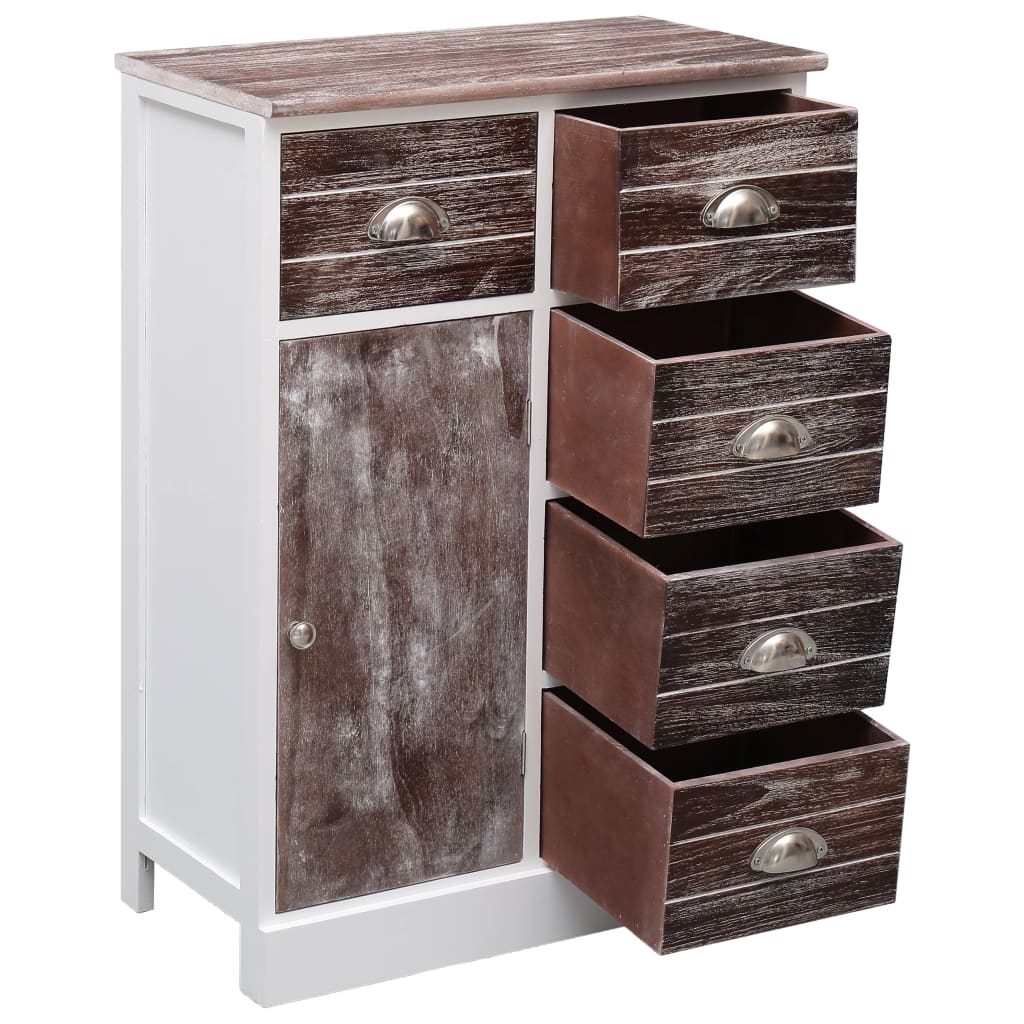 Sideboard with 10 Drawers Brown 113x30x79 cm Wood - OLBRIT