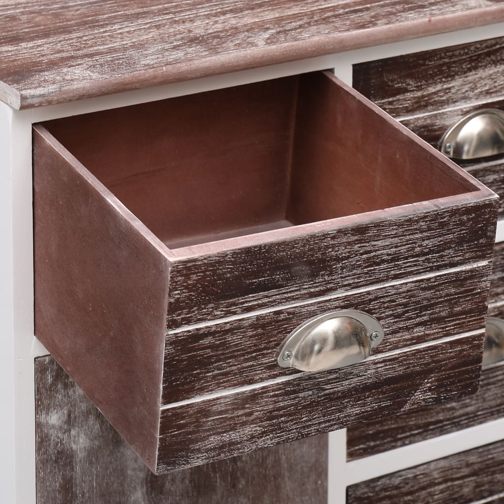 Sideboard with 10 Drawers Brown 113x30x79 cm Wood - OLBRIT