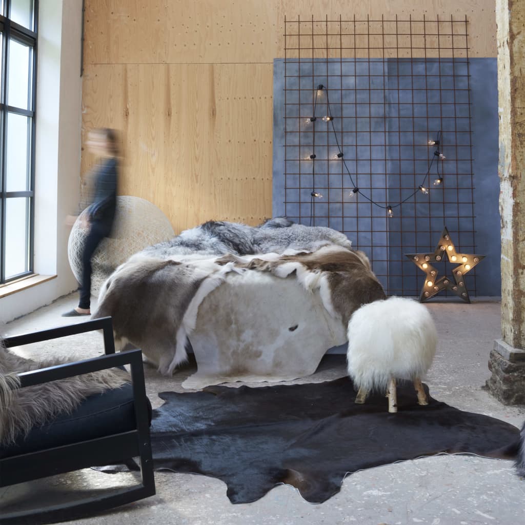 Real Cow Hide Rug Black 150x170 cm - OLBRIT