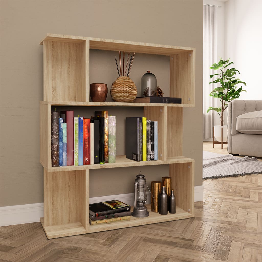 Book Cabinet/Room Divider Sonoma Oak 80x24x96 cm Engineered Wood - OLBRIT