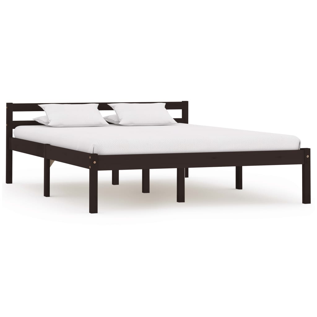 Bed Frame Dark Brown Solid Pine Wood 120x200 cm - OLBRIT