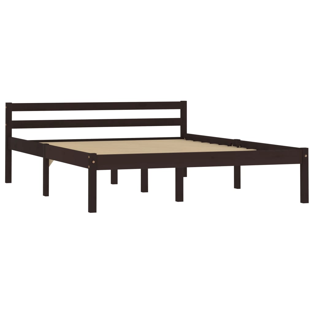 Bed Frame Dark Brown Solid Pine Wood 120x200 cm - OLBRIT