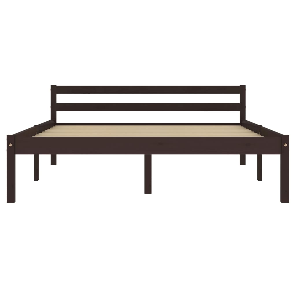 Bed Frame Dark Brown Solid Pine Wood 120x200 cm - OLBRIT