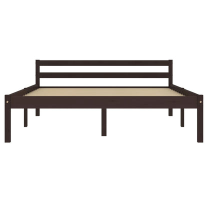 Bed Frame Dark Brown Solid Pine Wood 120x200 cm - OLBRIT