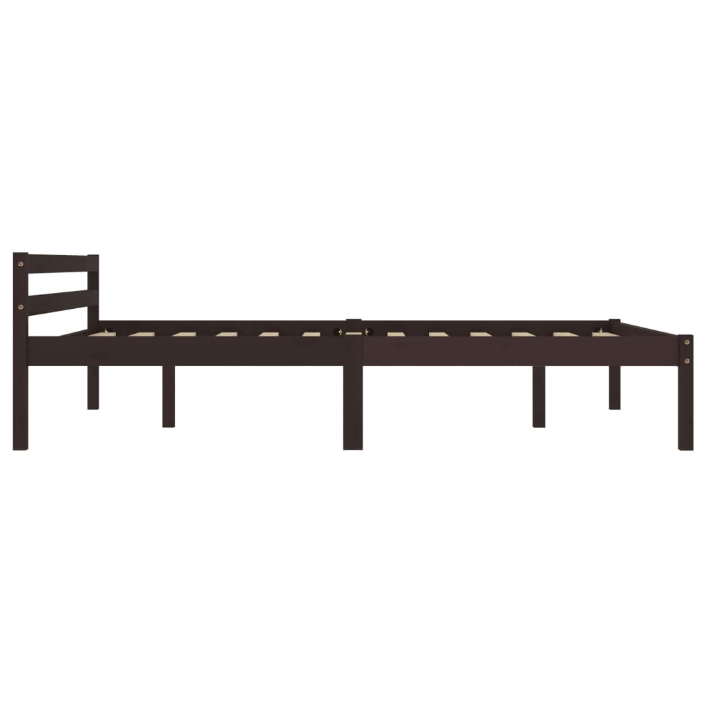 Bed Frame Dark Brown Solid Pine Wood 120x200 cm - OLBRIT